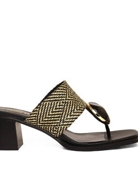 Noa Harmon Black & Natural Woven Slide Sandals, Never Worn , Size 38